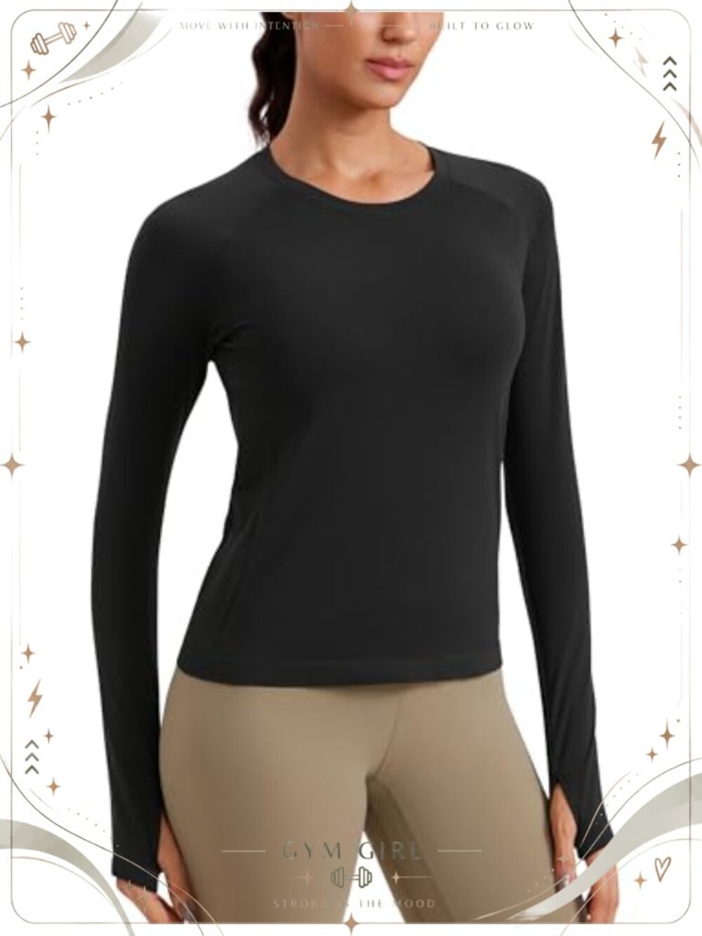 Seamless Long Sleeve Running Training Top with Thumbholes
